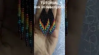 Seed bead earrings with beaded fringes, rainbow earrings tutorial