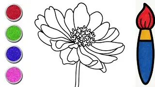 Aster Flower Drawing and Coloring for Kids | Fun Flower Coloring Video for Kids | Color With Musa