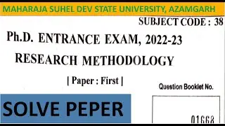 MSDSU PhD Entrance Exam Solve Paper 2022-23 ! Research Methodology !