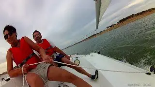 Vela ligera Pastinaca en pantano de Alqueva.