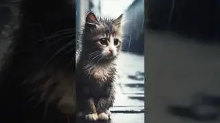 The cat was crying in the rain and a kind man helped him😿🌧🙎. #cat #crying  #rain #man #shorts