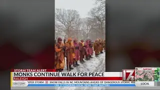 Monks continue 'Walk For Peace' through NC despite storm