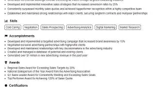 Build a Advertising Sales Representative Resume | ResumeGemini
