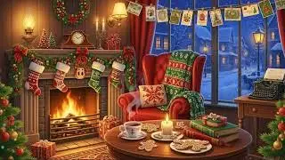 Cozy Christmas Fireplace Ambience – Warm Glow, Snowy Night & Holiday Comfort
