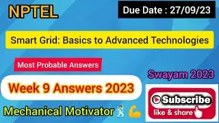 Smart Grid: Basics to Advanced Technologies | Week 9 Quiz | Assignment 9 Solution | NPTEL | SWAYAM