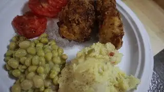 Potato Salad made with instant potatoes! + Fried chicken