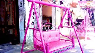 Beautiful Metal Garden Swing Making, Strong Welded Steel Relaxing Swing for Lawn