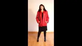 Ladies Red Leather Coat Jacket - Aurora
