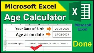 Age Calculator using Excel | Microsoft Excel age Calculator | Age Calculator | #agecalculator