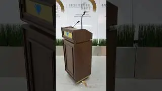 Regent Podium | Custom Birchwood Lectern with Brass Trim & Storage | Architectural Brass
