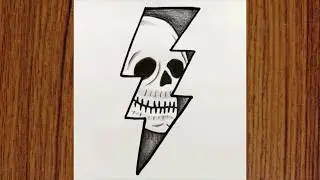 Drawing of a skull in lightning || How to draw a skull