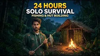 24 Hours ALONE in Jungle | Building Mud House, Fishing & Cooking (Survival)