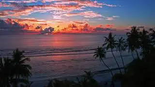 bright orange sunset on beach 2168 full hd