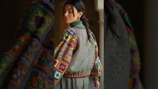 💐💛💜&laquo; Mod&egrave;le unique de blouse au crochet faite main avec des carr&eacute;s granny &raquo;