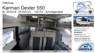 Verkauft - Karmann Dexter 550 - EZ 2019 , 150 PS, Hubbett,  unter 5,50m Länge, Kastenwagen