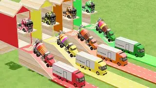 Garage with Colors - ALL MIXER TRUCK WITH DOUBLE FLATBED TRAILER TRUCK PHOENIX, KRAZ, IVOCE