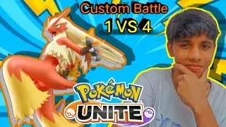 1 VS 4 custom  battle & blaziken|| Blaziken pokemon unite gameplay 😮