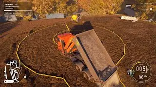 Construction Simulator soran ajoa ja jyräräystä.