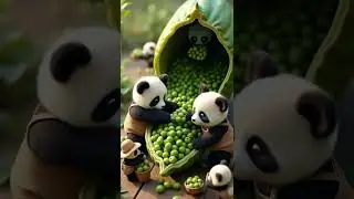A scene of tiny anthropomorphic pandas harvesting some vegtables #panda #pandavibes #vegetables