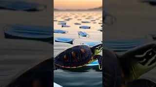 Sea Turtle swimming in a sea of surgical masks
