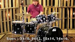 DW Collector's Series Shell Pack Solid Black Lacquer Custom Finish w/ Chrome Hardware