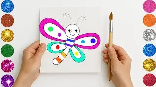How to draw Butter Fly for kids and coloring #7 @Timepasskidsart