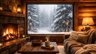 8 HOURS Fireplace ASMR + Snowfall ❄️🔥 Cozy Cabin Ambience (No Talking)
