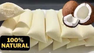 පොල් ගෙඩියෙන් රසම රස අයිස් පැකට් හදමු Just coconut milk and sugar.   