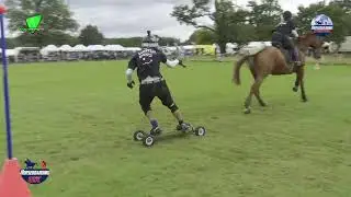 Person is competing in a Horse Boarding competition!