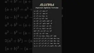 Essential Algebraic Formulas for Success: Master Math with These Key Concepts! #maths #algebra