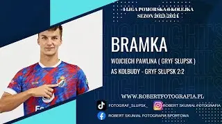 Gol Wojciecha Pawliny ( Gryf Słupsk ) w meczu z AS Kolbudy / Piłka Nożna