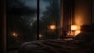Rain Sounds on Window at Night for Relaxing & Sleep (No Music)