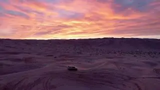 Drone footage of glamis duning in a 4runner