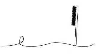 Continuous Line Drawing Animation, Comb, One Line. Linear Video