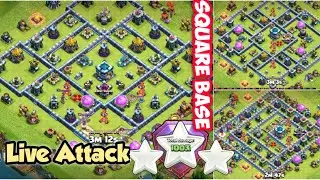 Th13  Square Base 3 Star Legend Base | Hog Miner | Myself Live 3 Star Attack #12 | COC Sundar