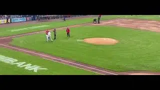 McGoldrick Property Services LLC Owner Throws First Ceremonial Pitch Worcester Red Sox Polar Park 