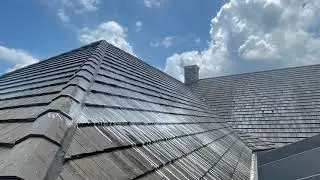 Soft washing tile roof cleaning