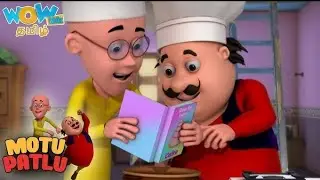 Motu and Patlu they are reading books wearing hats cooking playing car racing for all the people