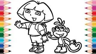 How to Draw Dora The Explorer - Dora and Boots Coloring Pages Learn Colors for Kids and Toddlers