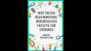MIET Trichy Biochemistry Mirobiology Faculty Job Openings #shorts #short  #lifesciencejobs #biology