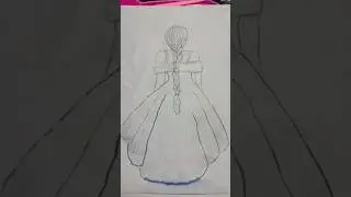Girl sketch back view #shorts #ytshorts