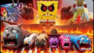 EVIL SPONGEBOB vs HUNGRY WORMS: Lava, Shredder, Black Hole & Ramp! (FULL COMPILATION)