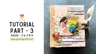 DIY Interactive Hinge Scrapbook I Part - 3 Tutorial - Page 5-6-7-8-9 - Pregnancy scrapbook tutorial