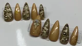 Metallic Princess 👑 🎸 Pressons Nail Tutorial #fyp #almondnails #smallyoutuber #pressonnails 