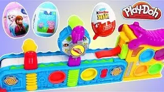 MAGIC Play Doh Mega Fun Factory Surprise Eggs Maker Disney Frozen Kinder Joys Peppa Pig Surprises!