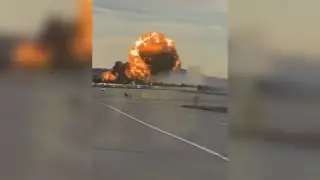 Louisville plane crash fireball seen on airport runway