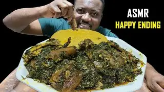 ASMR MUKBANG Mix Vegetables Soup Eru With Assorted Meat With Fish And Fufu, African Food Mukbang 1