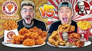 KFC VS. POPEYES FOOD CHALLENGE !! (Most Popular Items on the Menu 🍗🍟)