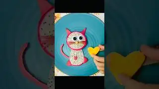 Make super simple dragon fruit animal/ easy food art #shorts #cat #art #craft #fruitideas #creative