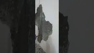 Removing plaster from RCC wall for leakage treatment. #waterproofing #constructionwork